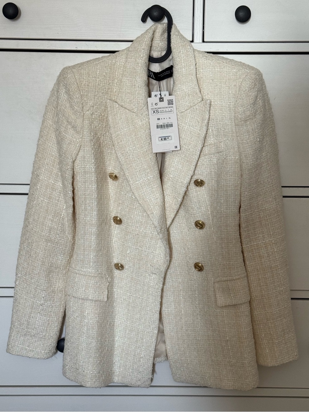 ZARA WOMAN DOUBLE BREASTED TWEED BLAZER!